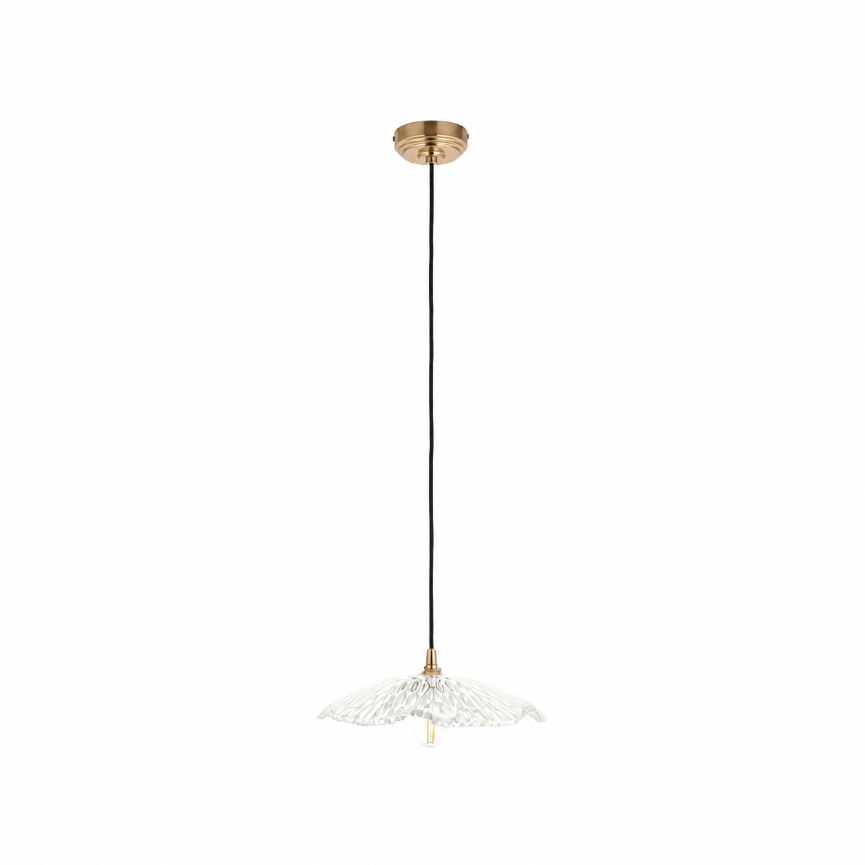 Floriaxis Floral Glass Pendant Light — Floral Glass Shade with Braided Cable for Kitchen or Dining