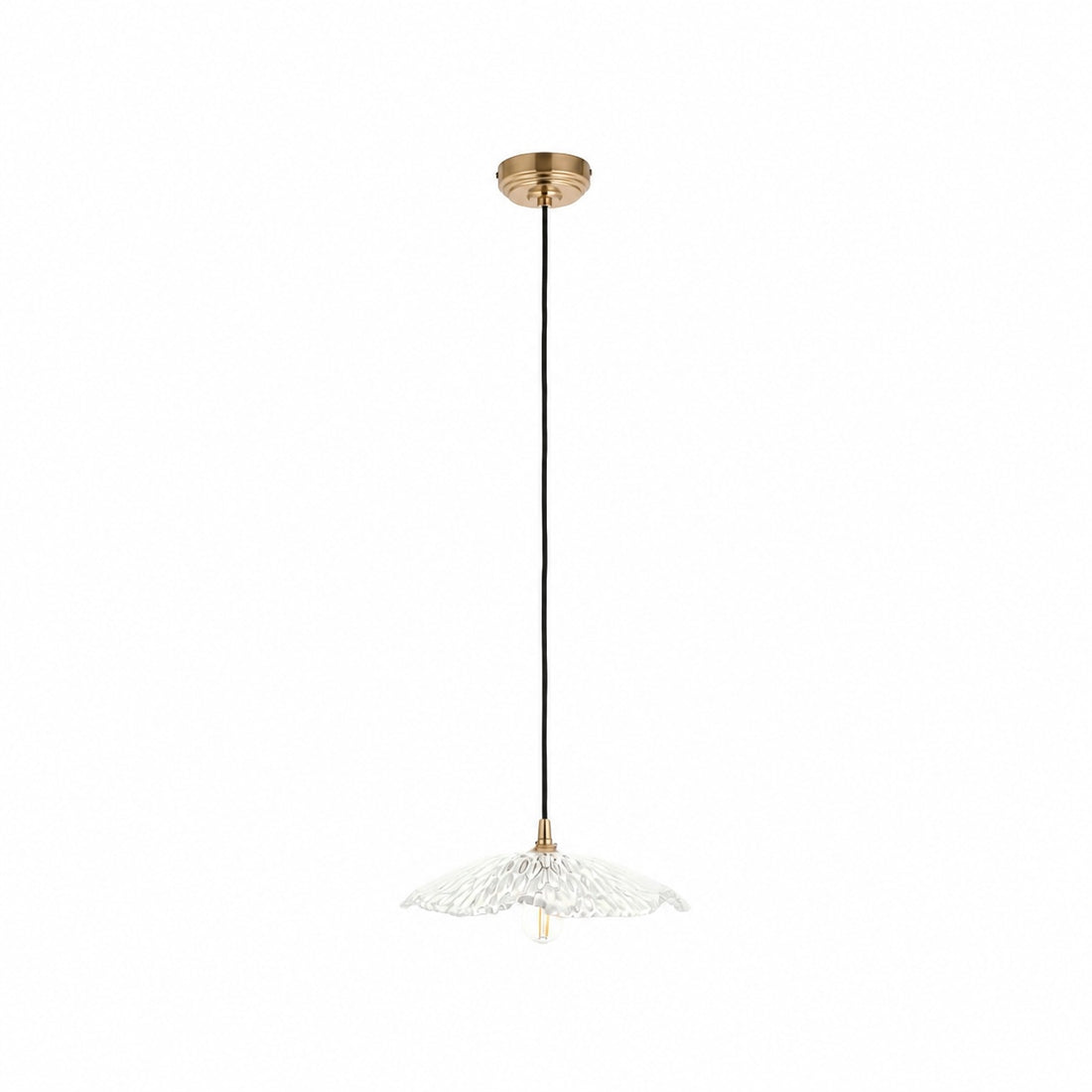 Floriaxis Floral Glass Pendant Light — Floral Glass Shade with Braided Cable for Kitchen or Dining