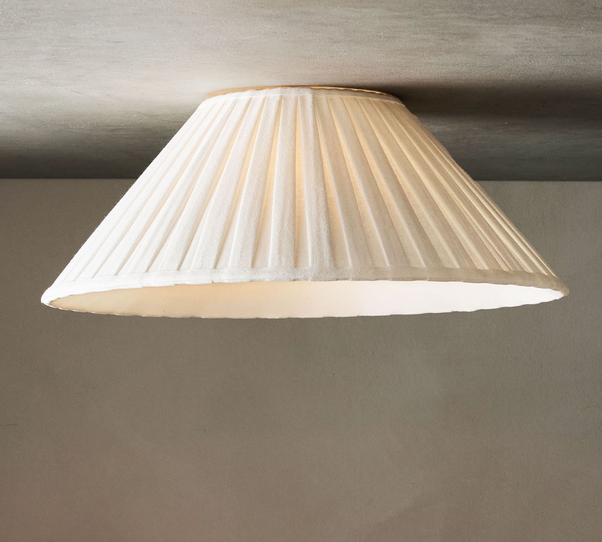 Luvora Pleated Shade Flush Mount - Fabric Round Design for Low Ceilings