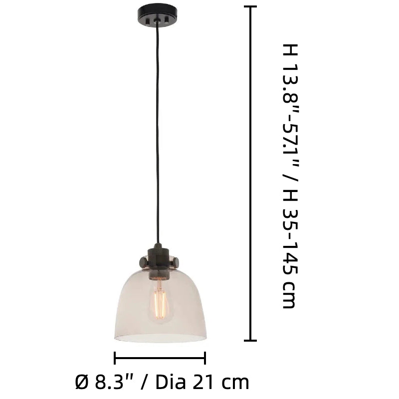 Readium Tinted Glass Pendant Light - Minimalist Dome Shade Adjustable for Kitchen Island and Dining Room