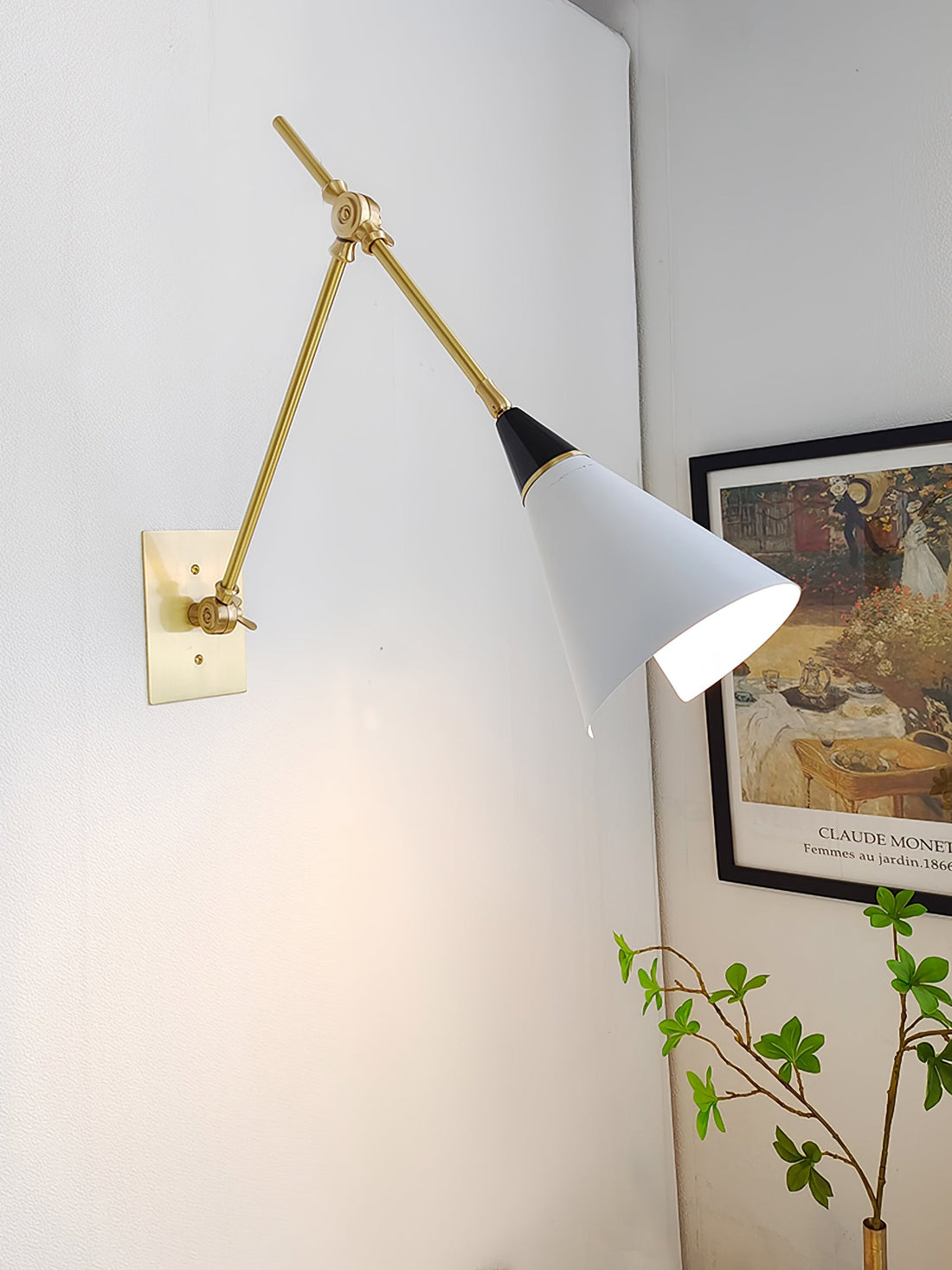 Vintage Metal Adjustable Swing Arm Wall Lamp