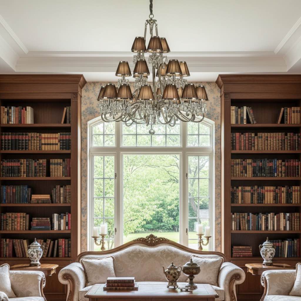 Talonis Multi-light Fabric Chandelier - Elegant Metal Curved Arms for Dining and Living