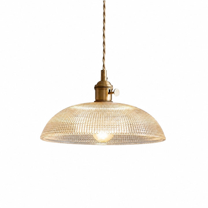 Solrib Nordic Vintage Metal Glass Ribbed Bowl Pendant Light – Home Decor Illumination