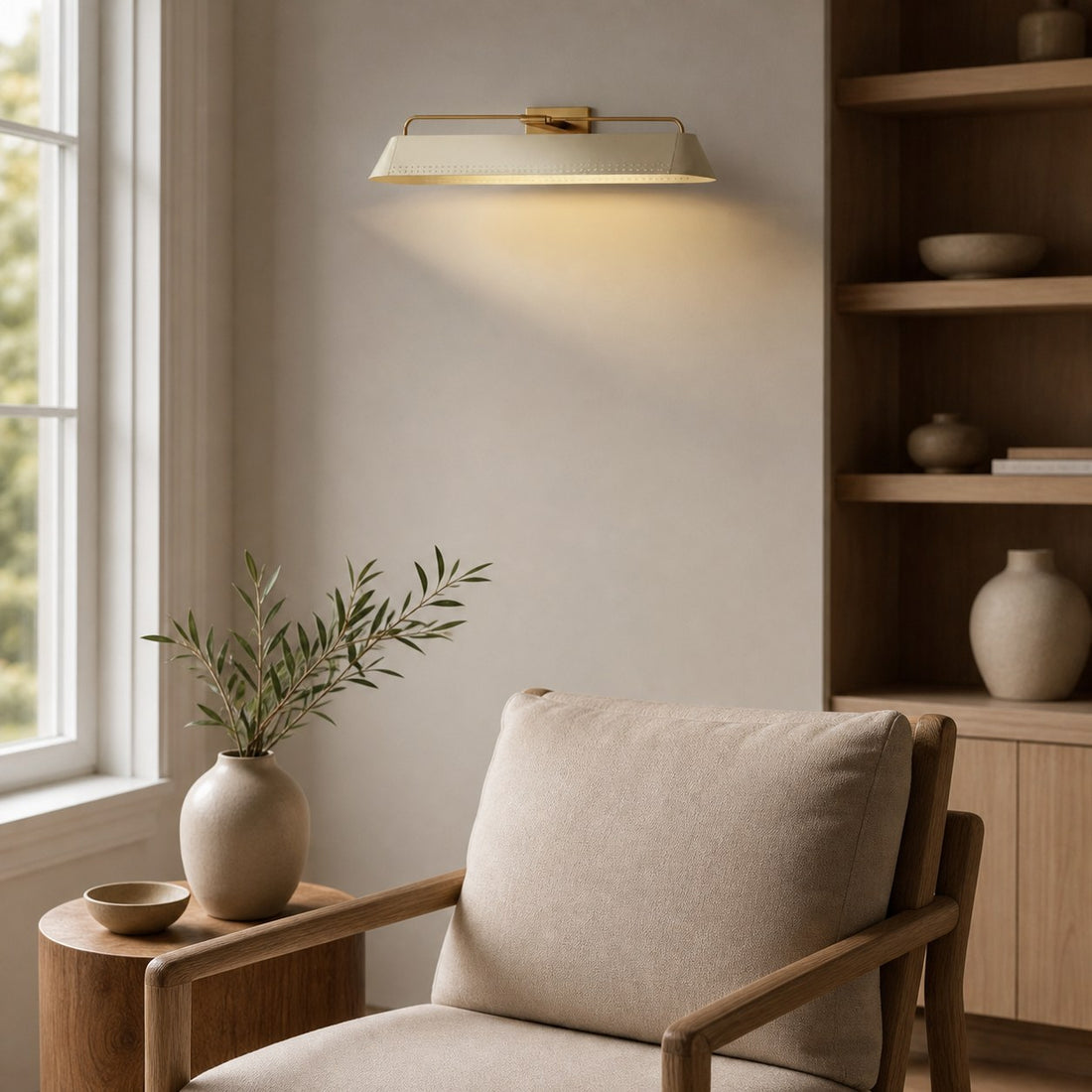 Libris Wall-Mounted Picture Light - Modern Steel Frame with Soft Sand Shade for Entryway & Dining