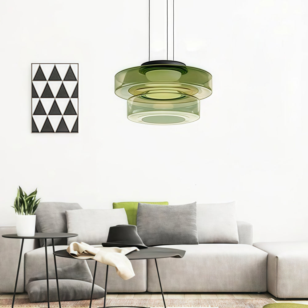 Green Glass Pendant Light - Nordic Levels Series Hanging Light
