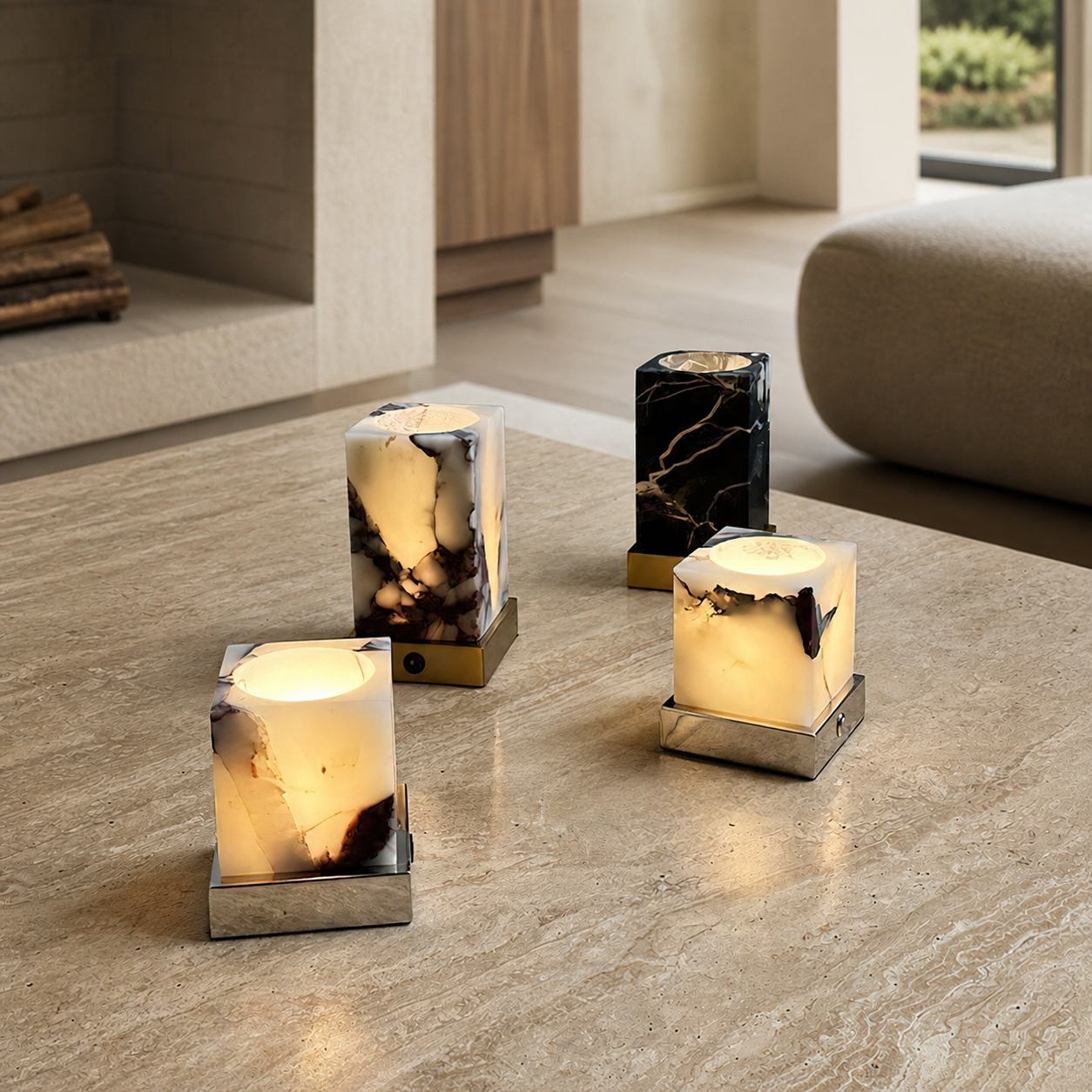 Cube Marble Table Lamp