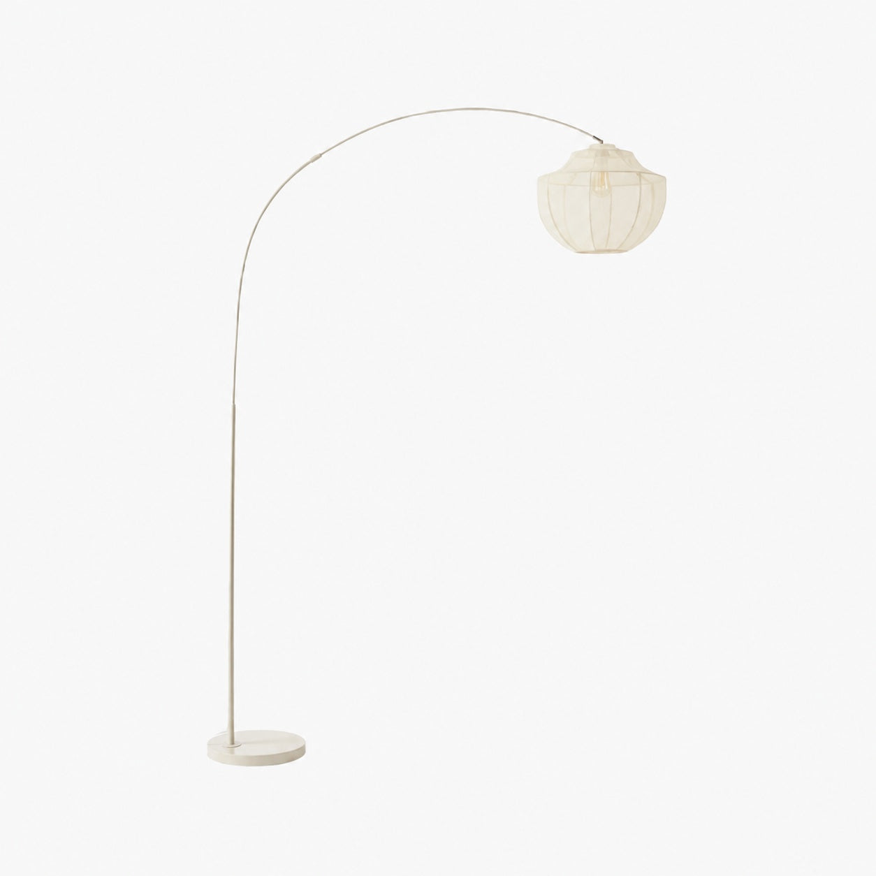 Lumifil Arc Floor Lamp Textile Mesh Shade - Metal Stand for Soft Ambient Living Room Lighting