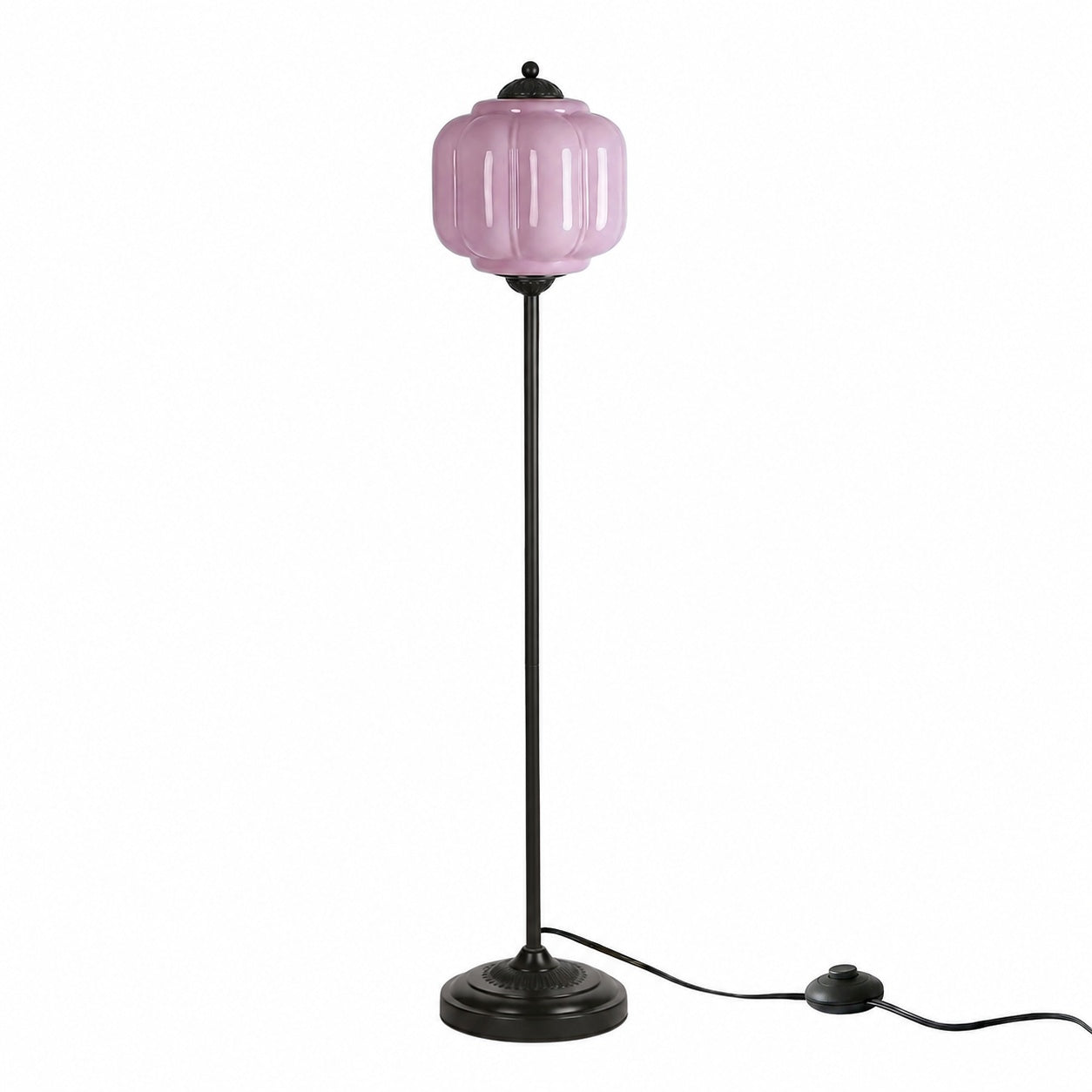 Eloise Textured Glass Pumpkin-Inspired Floor Lamp - Organic Artistry and Retro Style for Living Rooms