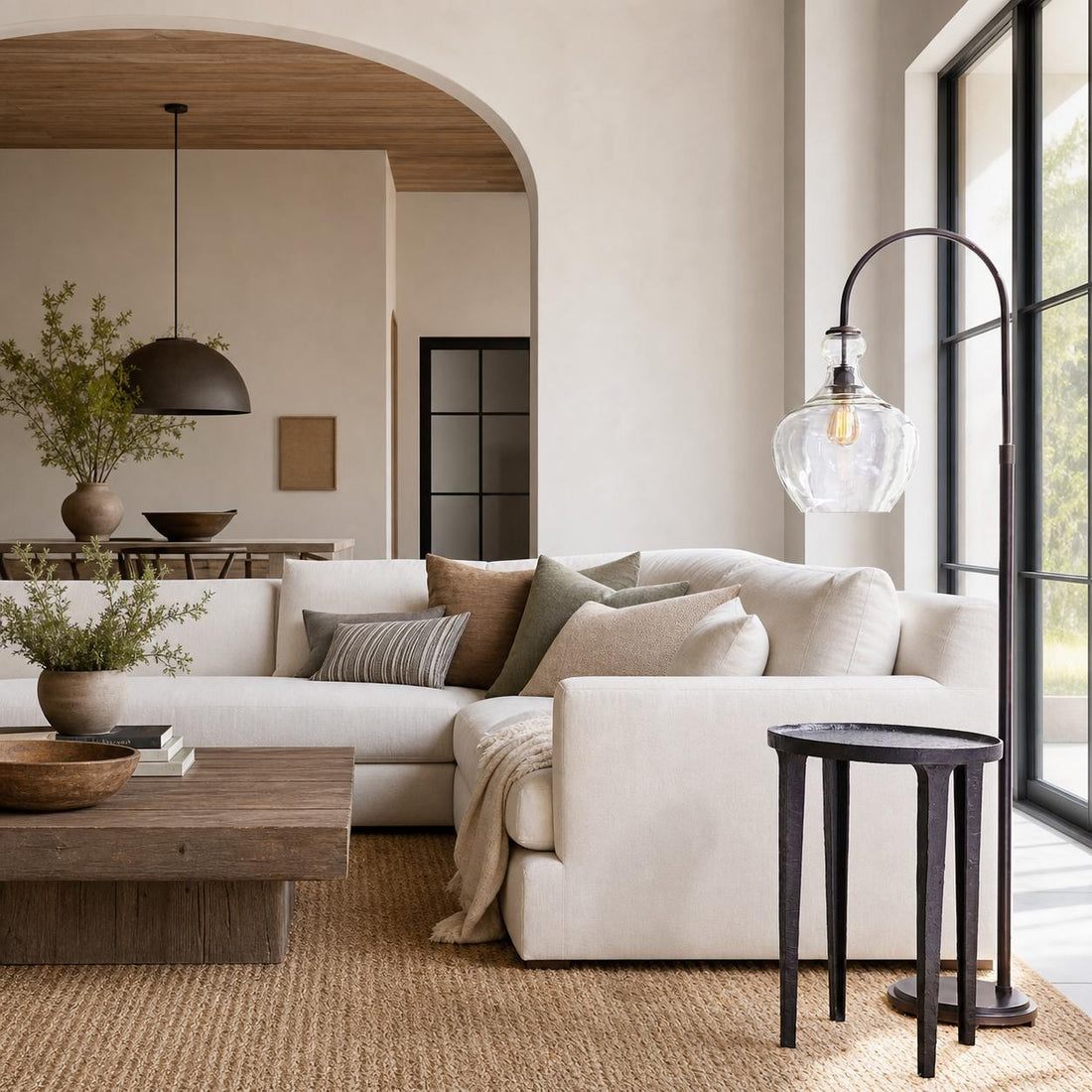 Lawson Recycled Glass Floor Lamp - Unique Brass Finish Aluminum Lighting
