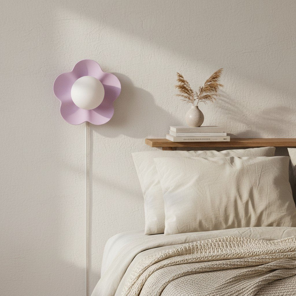 Florixa Blooming Flower Wall Sconce - Plug-in and Hardwired Lamp for Bedroom Decor