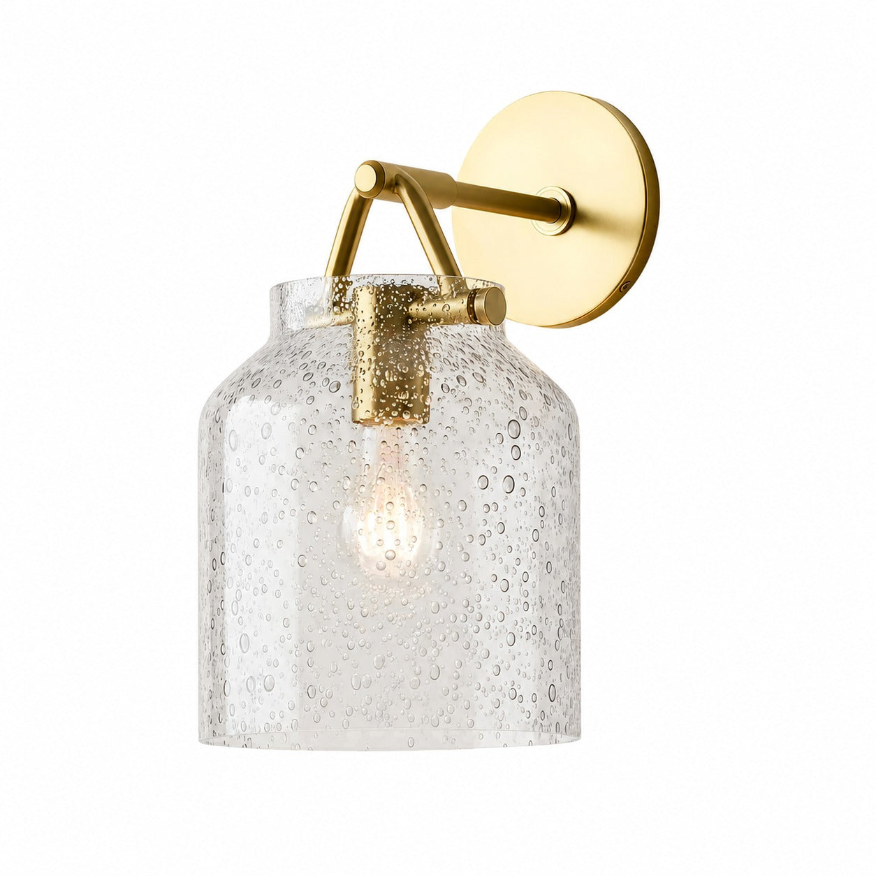 Hanton Modern Minimalist Brass and Glass Sconce – Damp Rated for Bathrooms