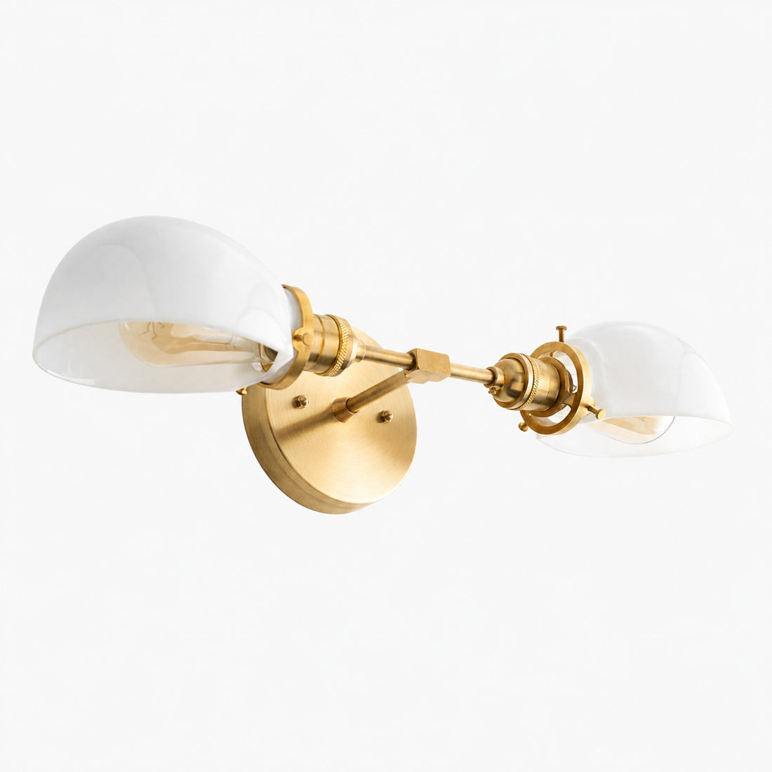 Ornato Luxe Mid-Century Vanity Light - Brass Bathroom Fixture with Opal Glass