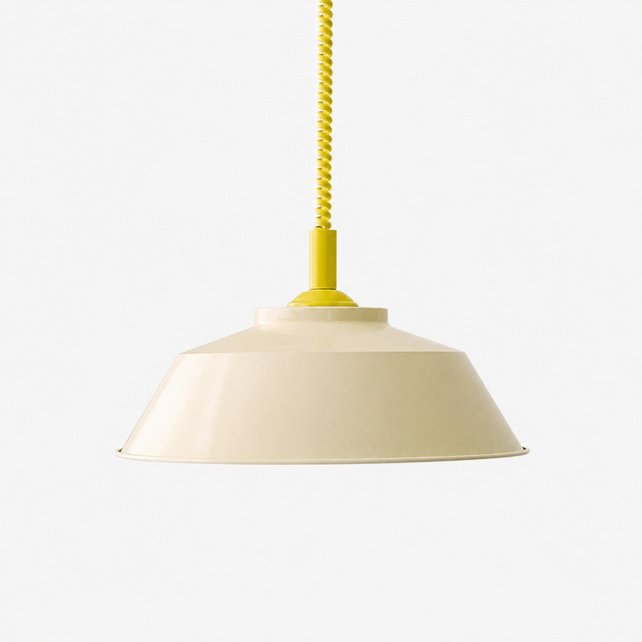 Memphis pendant with ivory shade and yellow cord