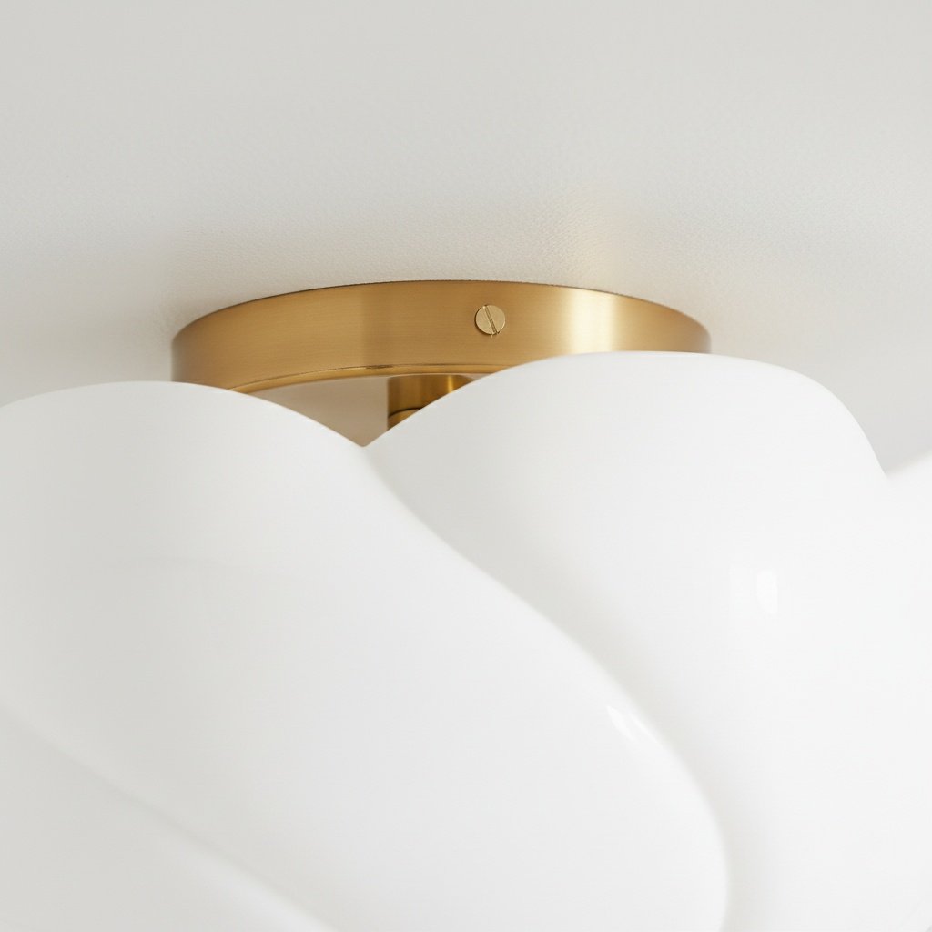 Modo Ceiling Light – Minimalist Glass Shade with Sleek Brass Frame for Dining Room