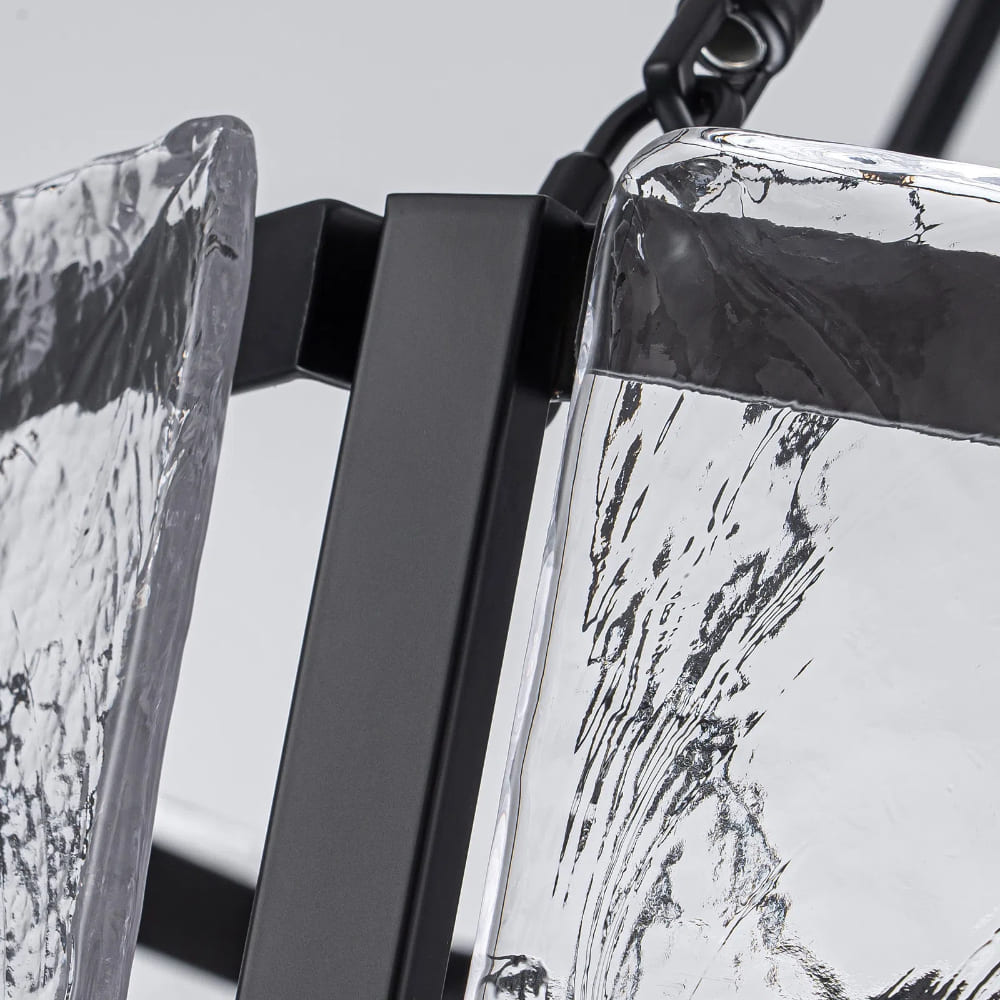 Textured Water Ripple Drum Chandelier - 6-Light Glass Pendant Light