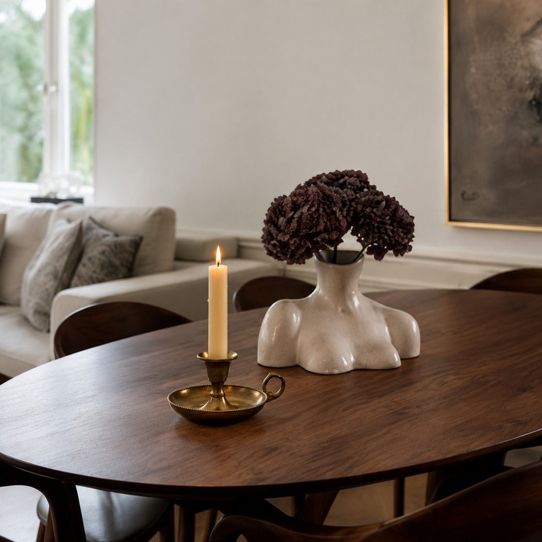 Aura candlestick in living and dining room