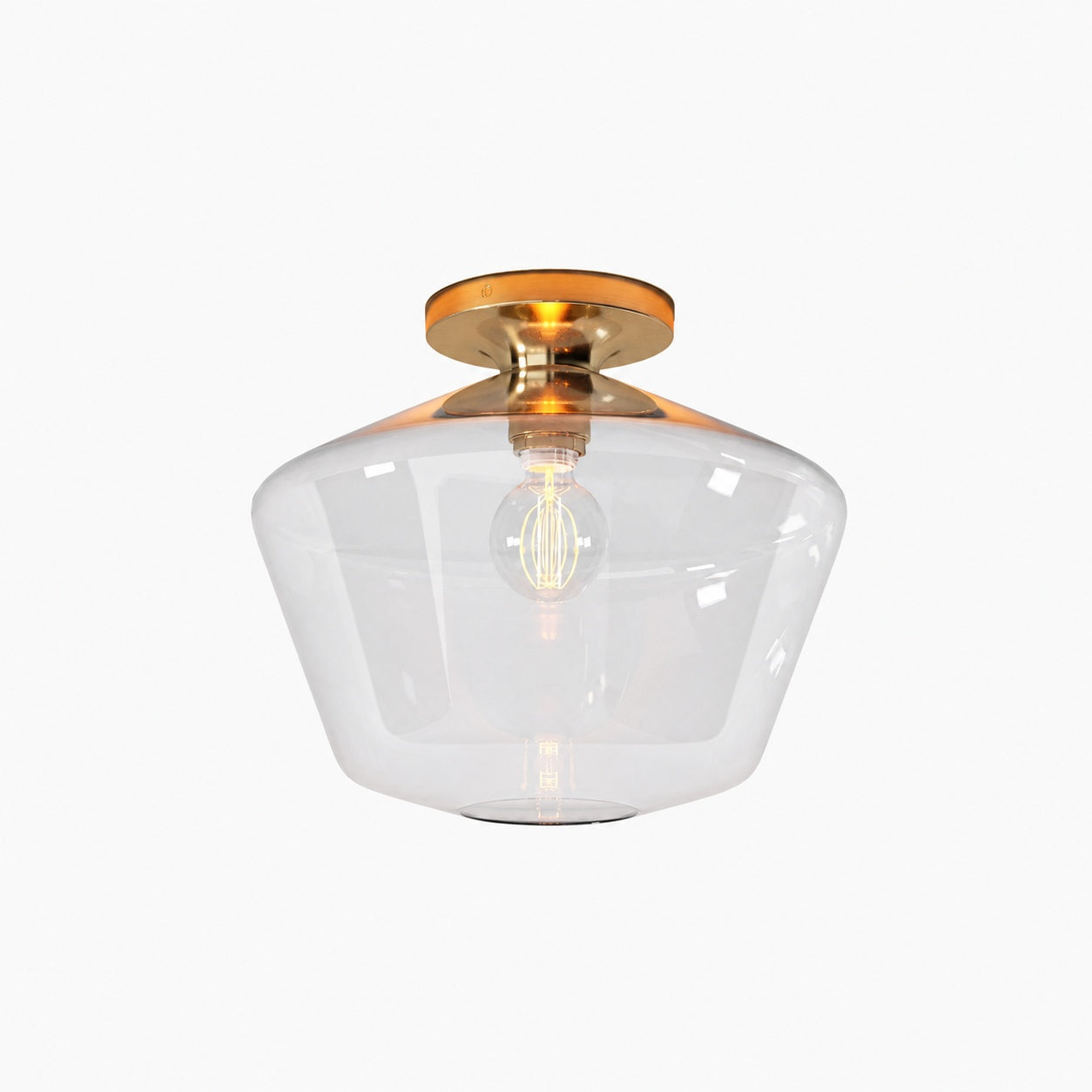 Merin Minimalist Sleek Geometric Glass Flushmount Light