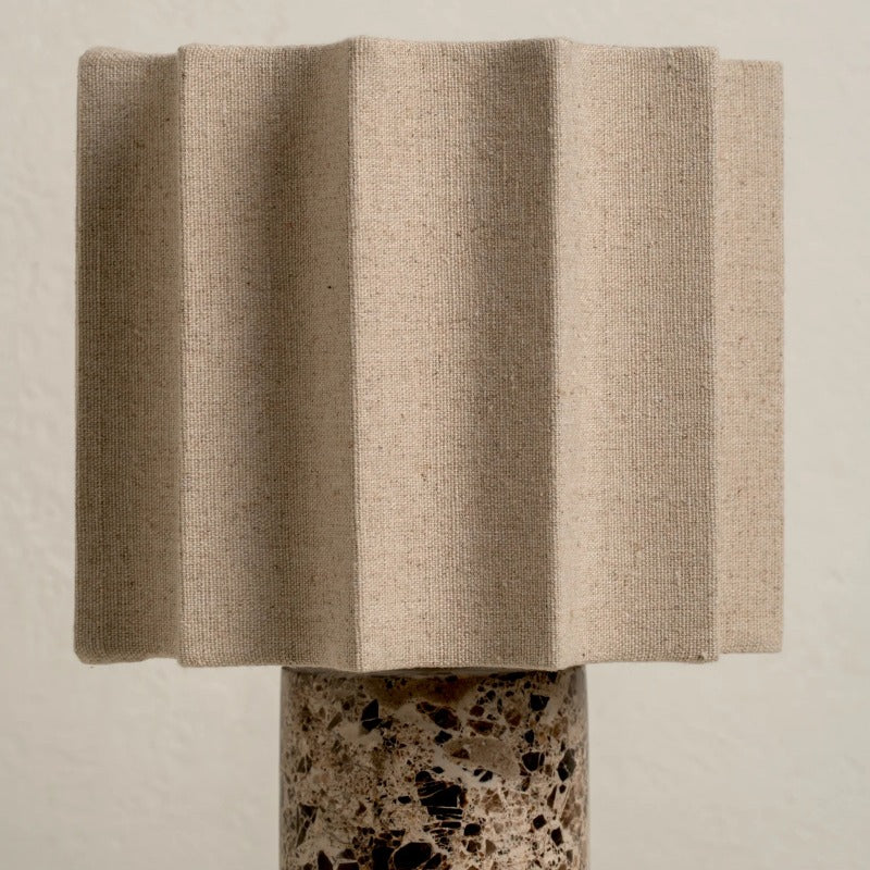 Cavilon Table Lamp with Fan-Shaped Linen Shade - Stone Finishes Suitable for Living Rooms