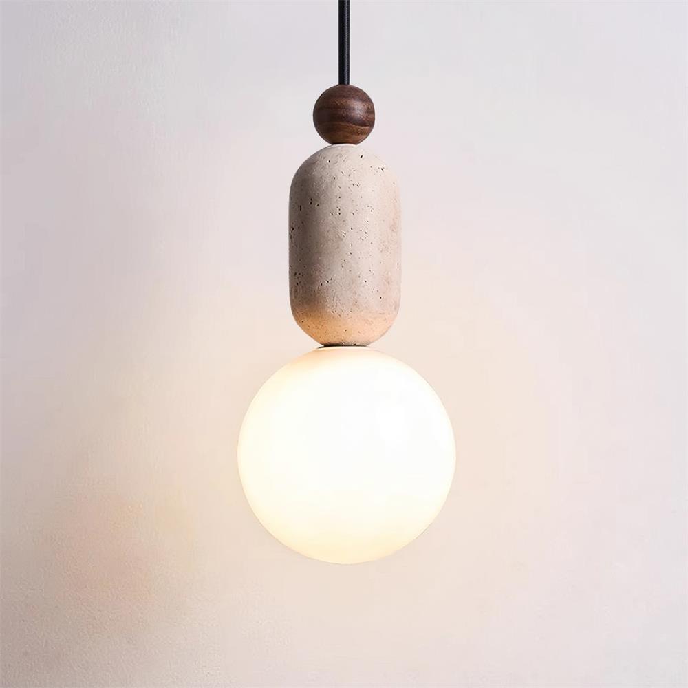 Wabi Sabi Travertine Glass Ball Pendant Light