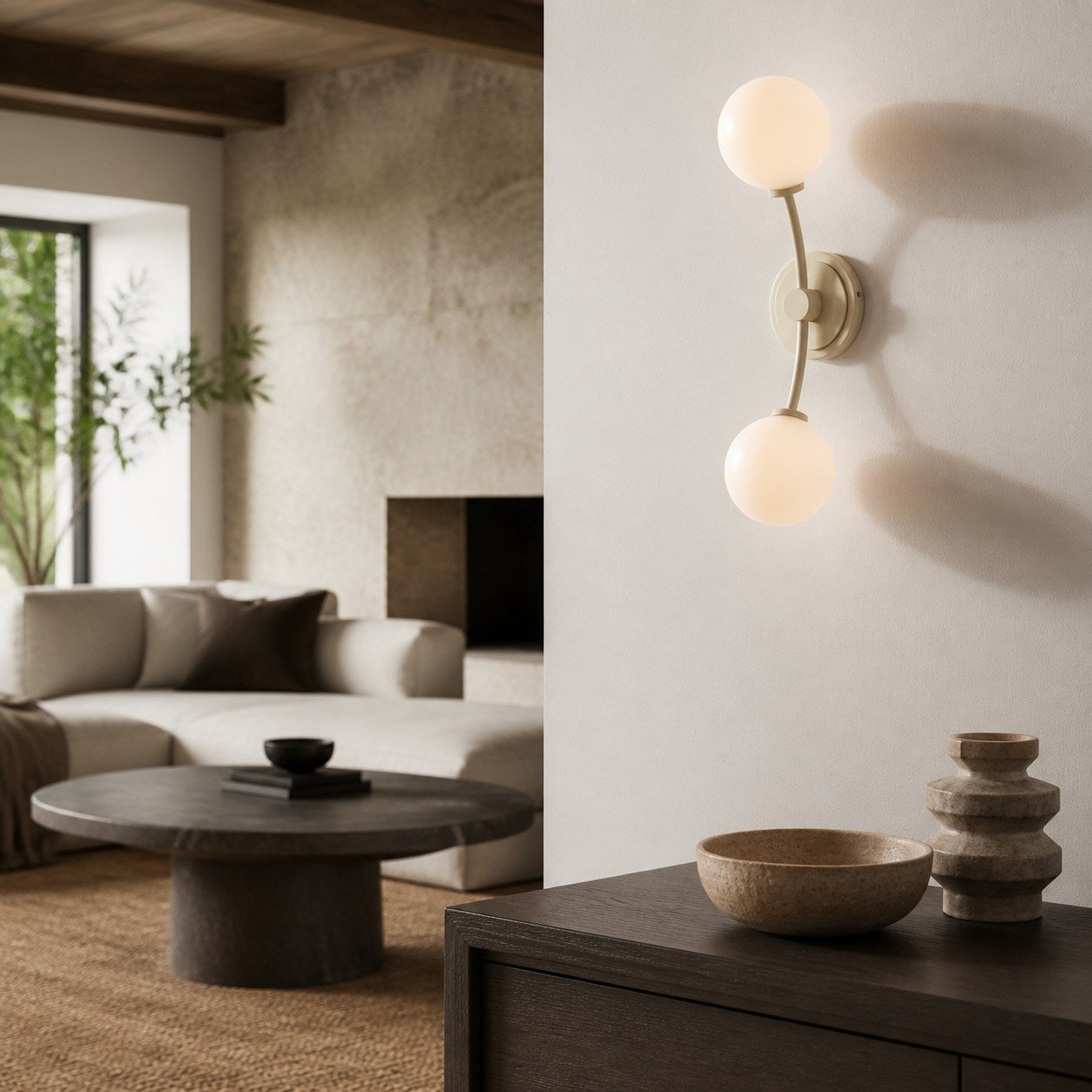 Arden Glass 2 Light Iron Wall Sconce - Modern Curved Design for Bathroom or Hallway