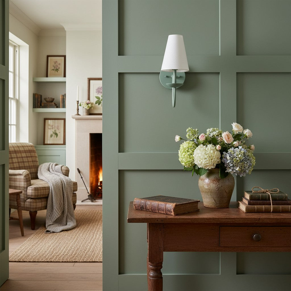 Curva Metal White Linen Sconce - Classic Brass Wall Light for Bedrooms