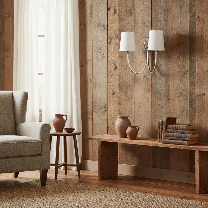 Roven Modern Double Wall Sconce with Curved Arms and Fabric Shades – Classic Accent Lighting for Bedroom