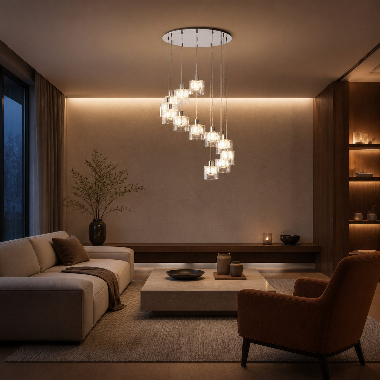 Glomara Sculpted Metal Pendant Lamp – Transitional Sconce Ambient Lighting for Bedrooms and Entryways