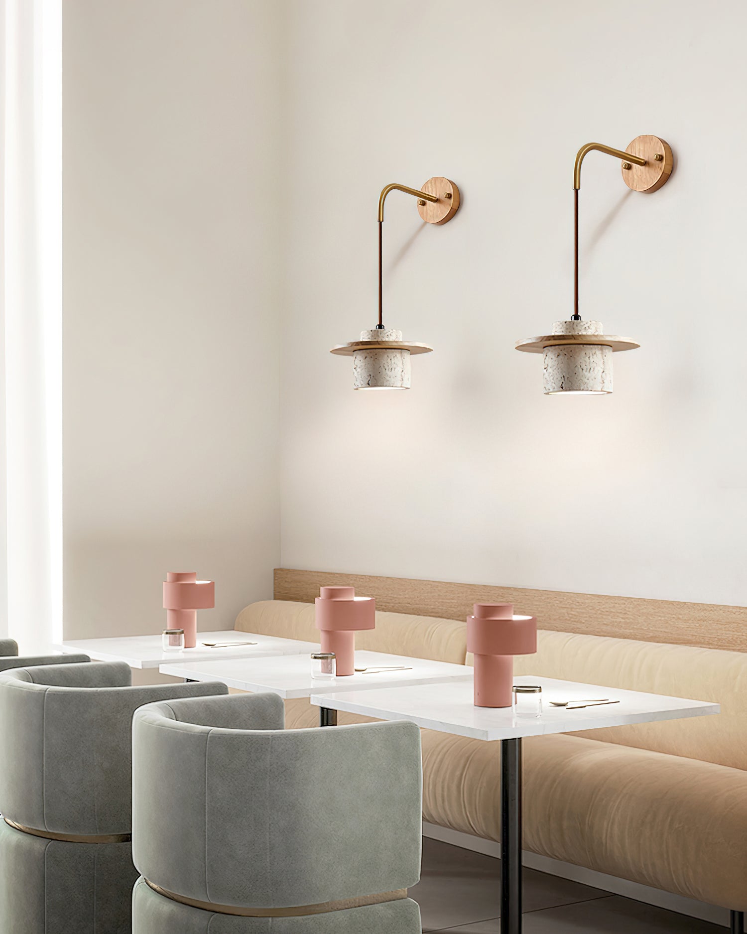 Retro Wabi Sabi Textured Travertine Wall Lamp