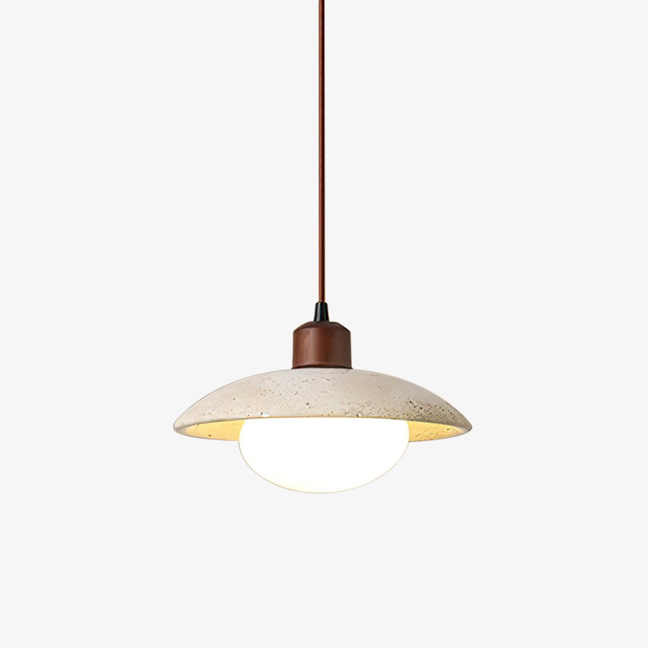 Wabi-sabi Style Travertine Stone Disc Pendant Lamp