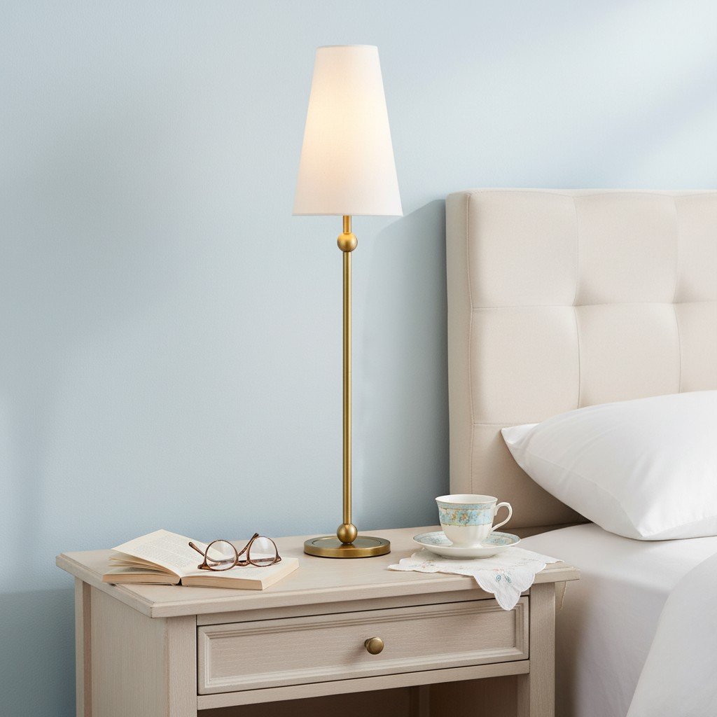 Serena Iron Table Lamp – Clean Lines and a Soft Linen Shade for Home Office or Bedside