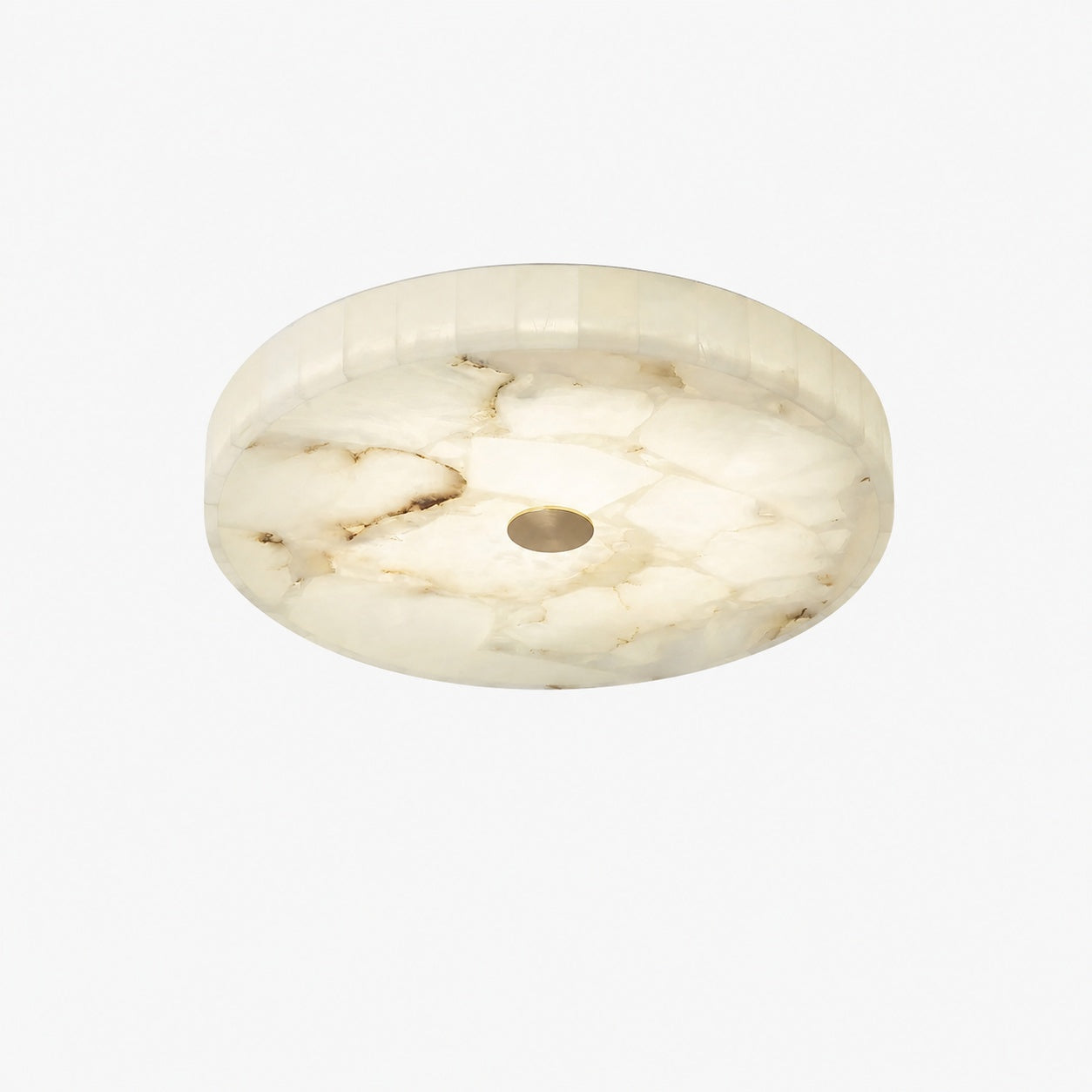 AlbaSphere Modern Round Ultra Thin Ceiling Lamp - Alabaster Contemporary Home Lighting
