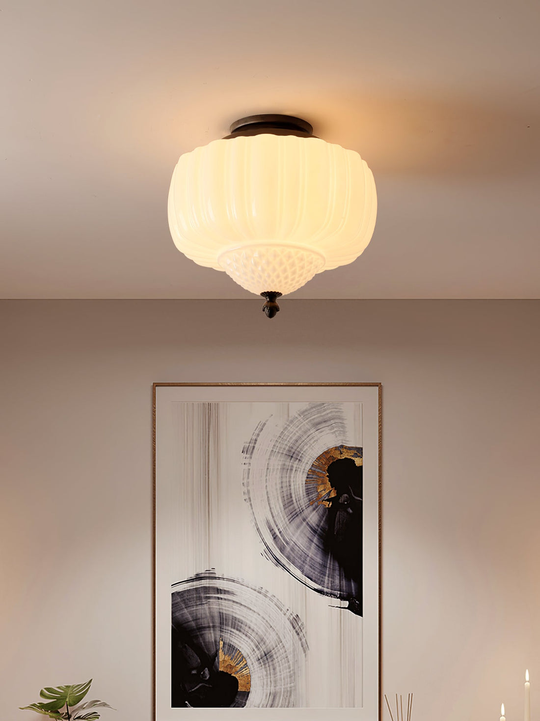 Elegant Palace - Style Glass Ceiling Lamp