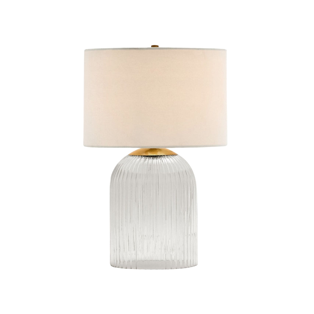 Bravira Ribbed Glass Table Lamp - Modern Lighting with Linen Shade
