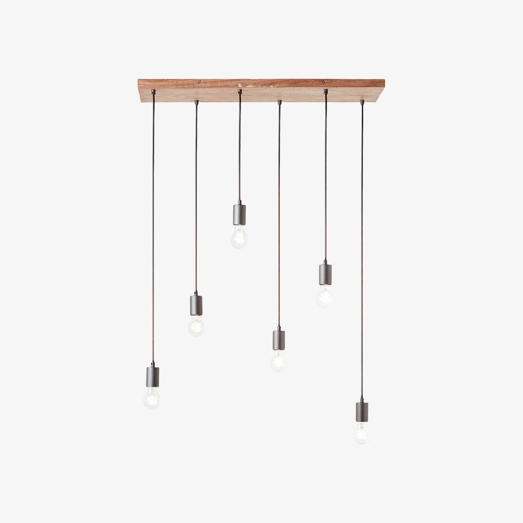 Vornix 6-Light Linear Pendant - Timber Beam Modern Industrial Fixture for Kitchen Island Dining Room