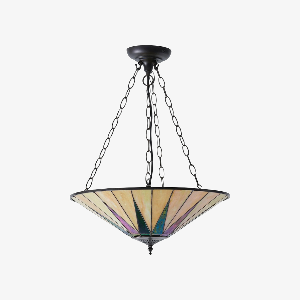 TF Dark Star Tiffany Ceiling Lamp – Stained Glass Star Design for Dining or Hall