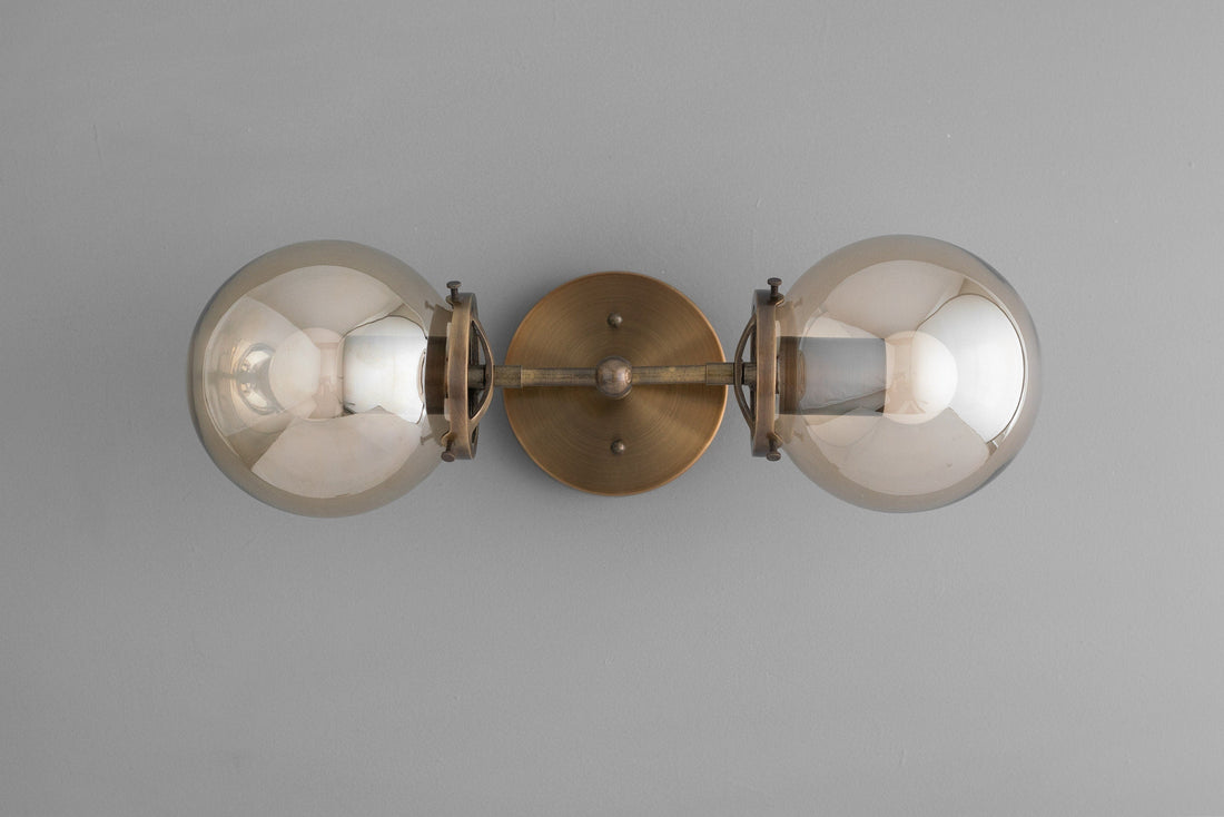 Lumio Globe Double Globe Vanity Wall Light - Rustic Farmhouse Bathroom Wall Fixture