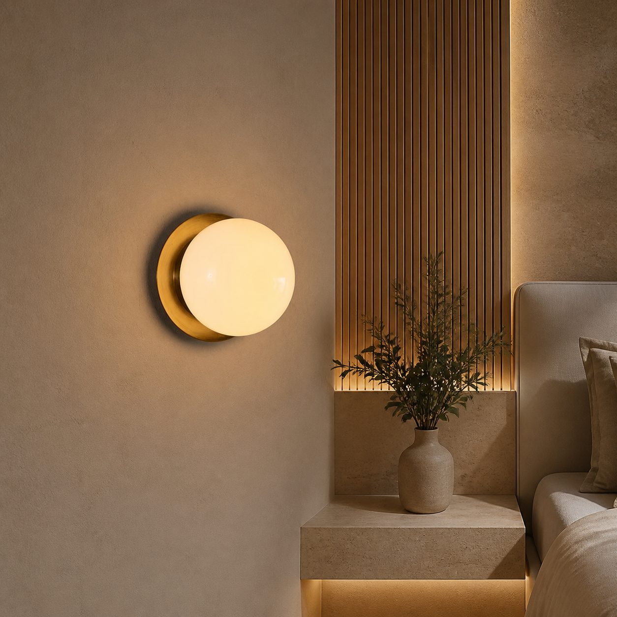 Rivolence Wall Sconce – Antique Brass Milk Glass Light