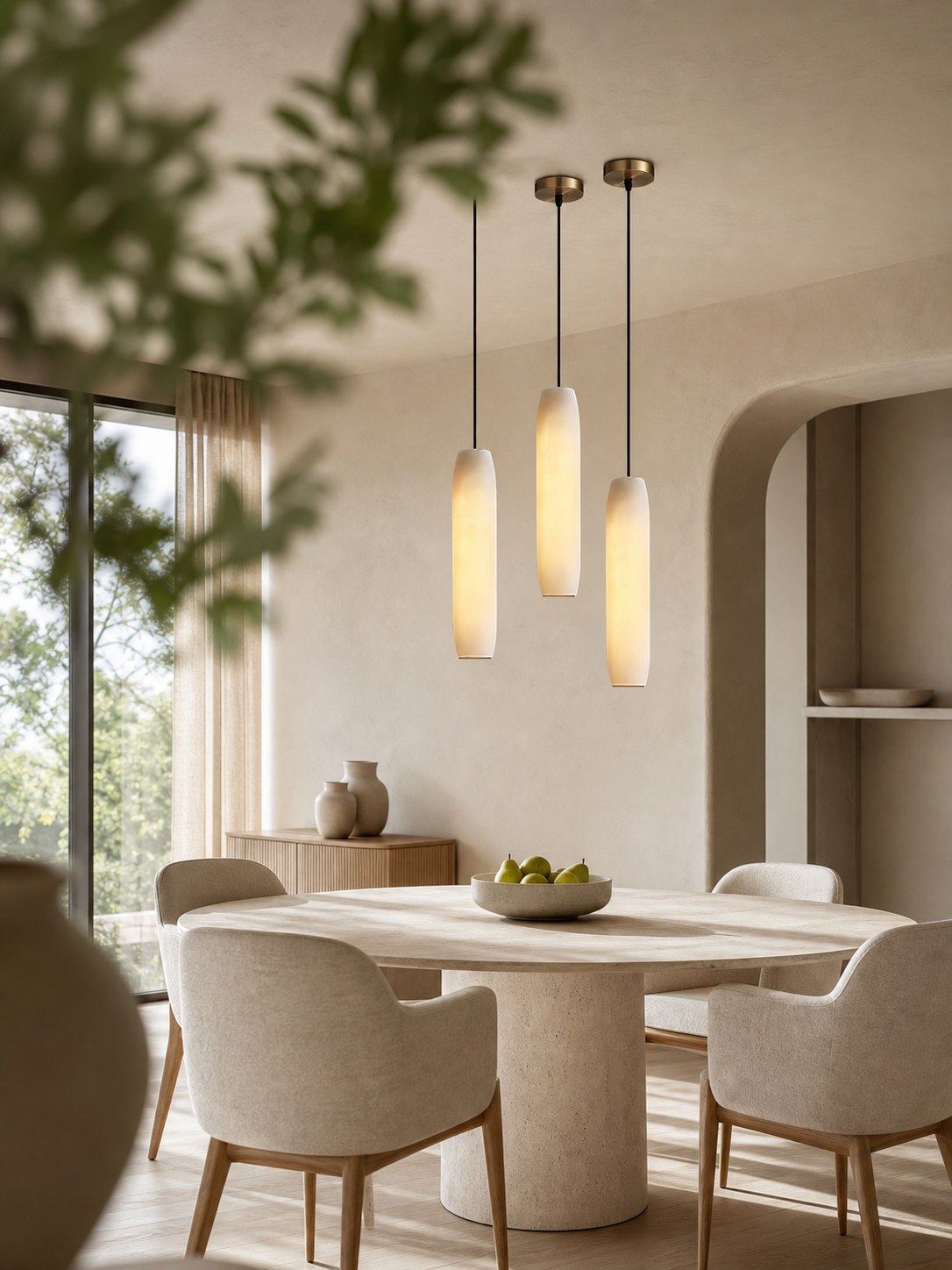 Alabaster Flute Pendant Light