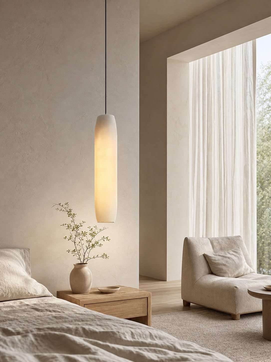 Alabaster Flute Pendant Light