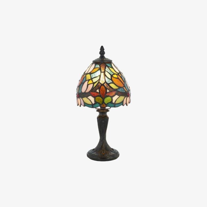 Calyra Vintage Floral Stained Glass Table Lamp - Art Deco Tiffany Style Accent Light for Bedside and Living Room
