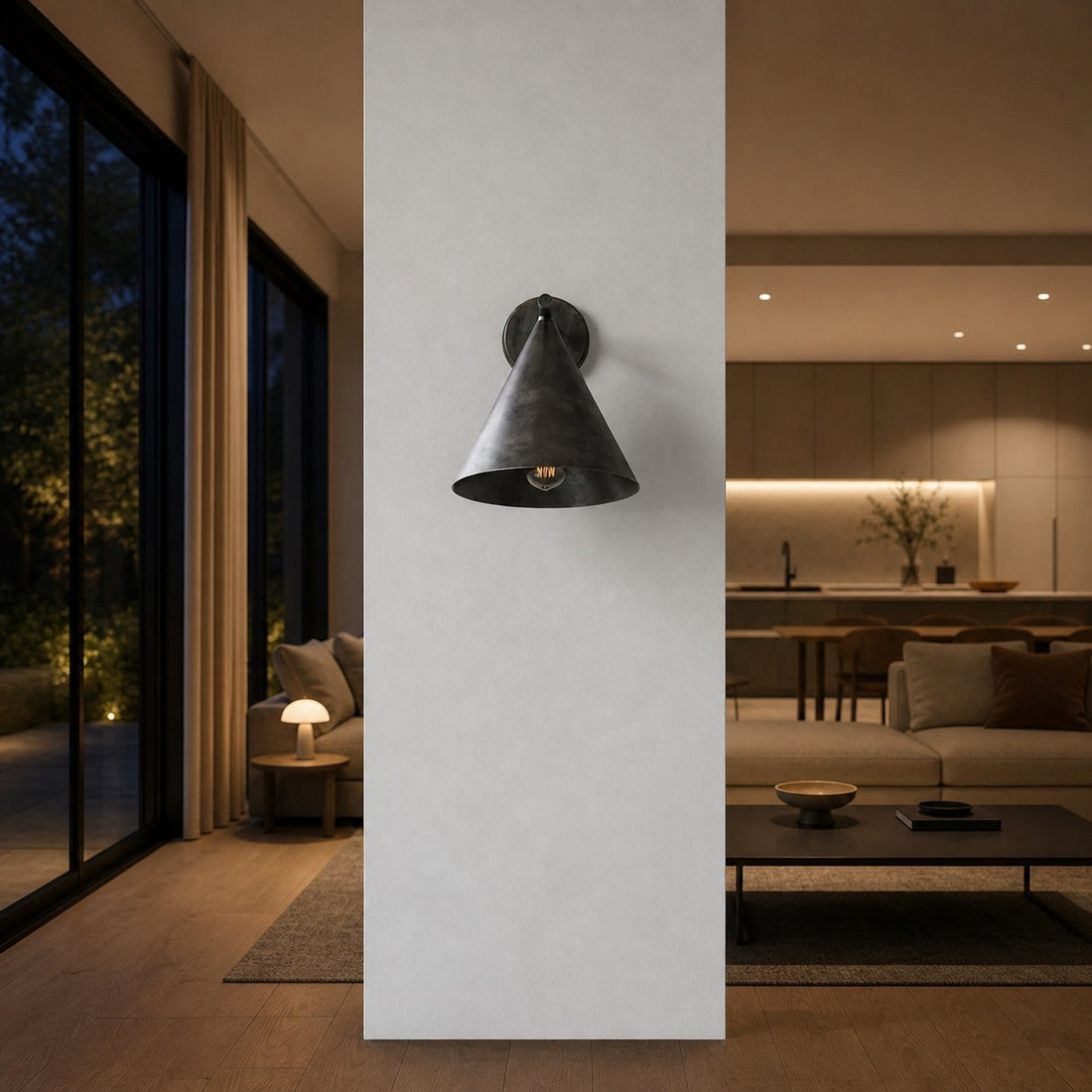 Ivoran Wall Sconce - Metal Acrylic Cone LED Wall Lamp for Living Room