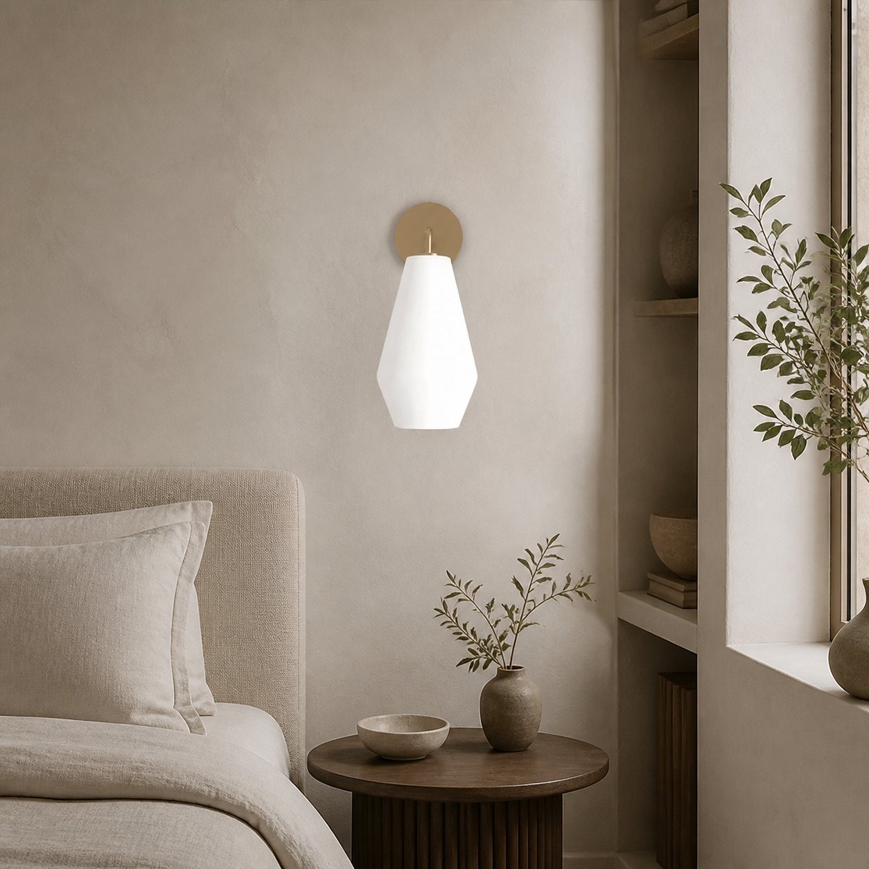 Merin Sculptural Milk Glass Geometric Wall Lamp