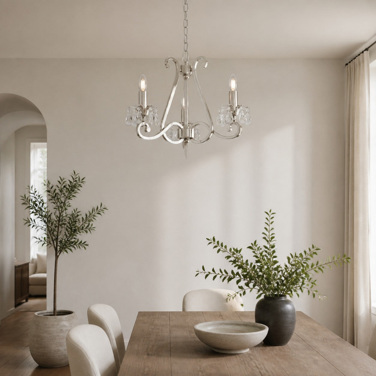 Talonis Crystal Chandelier - Traditional Candle-Style Brass and Nickel for Living Room and Dining Room