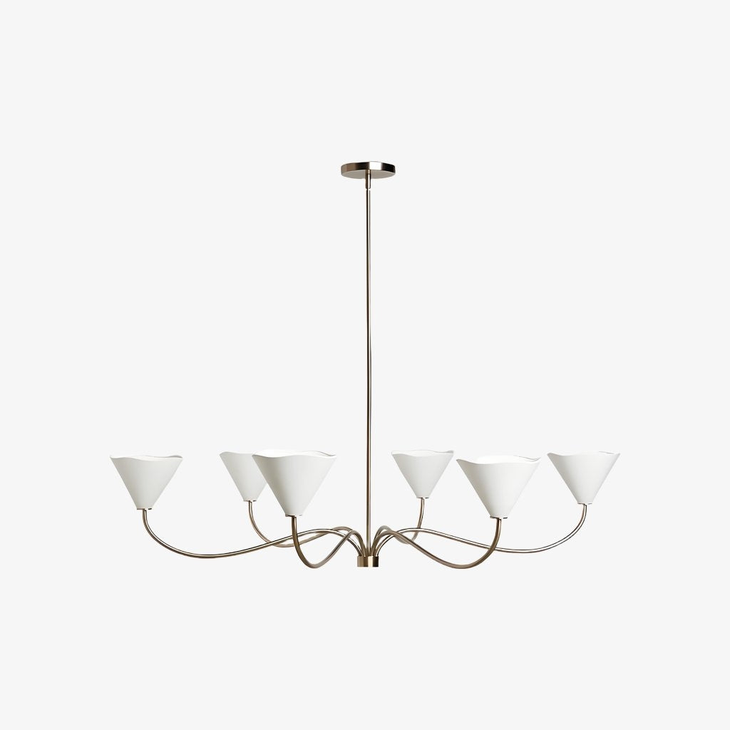 Kysara Linear Chandelier - Curved Lamp Arms and Fabric Shades are Suitable for Living Rooms or Dining Rooms