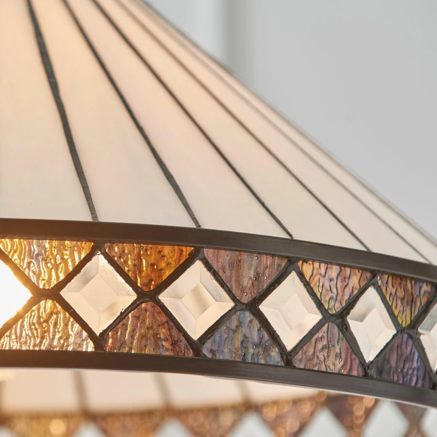 TF Fargo Pendant Light - Tiffany Style Lighting with an Art Deco Shade and Adjustable Chain