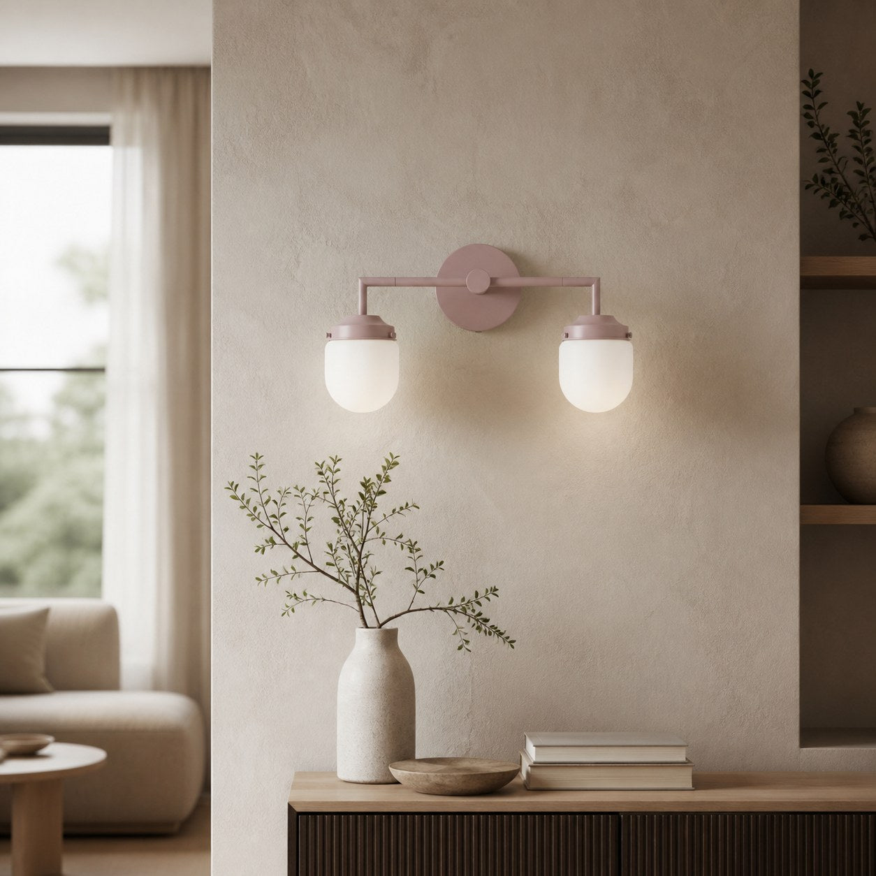 Opalume Glass Double Vanity Light - Vintage Style Bathroom Double Wall Lighting