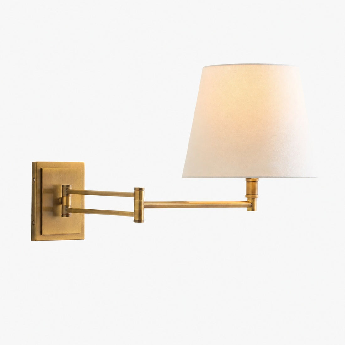 Arcuma Modern Adjustable Arm Wall Sconce with Linen Shade - Contemporary Metal Lighting for Living Room