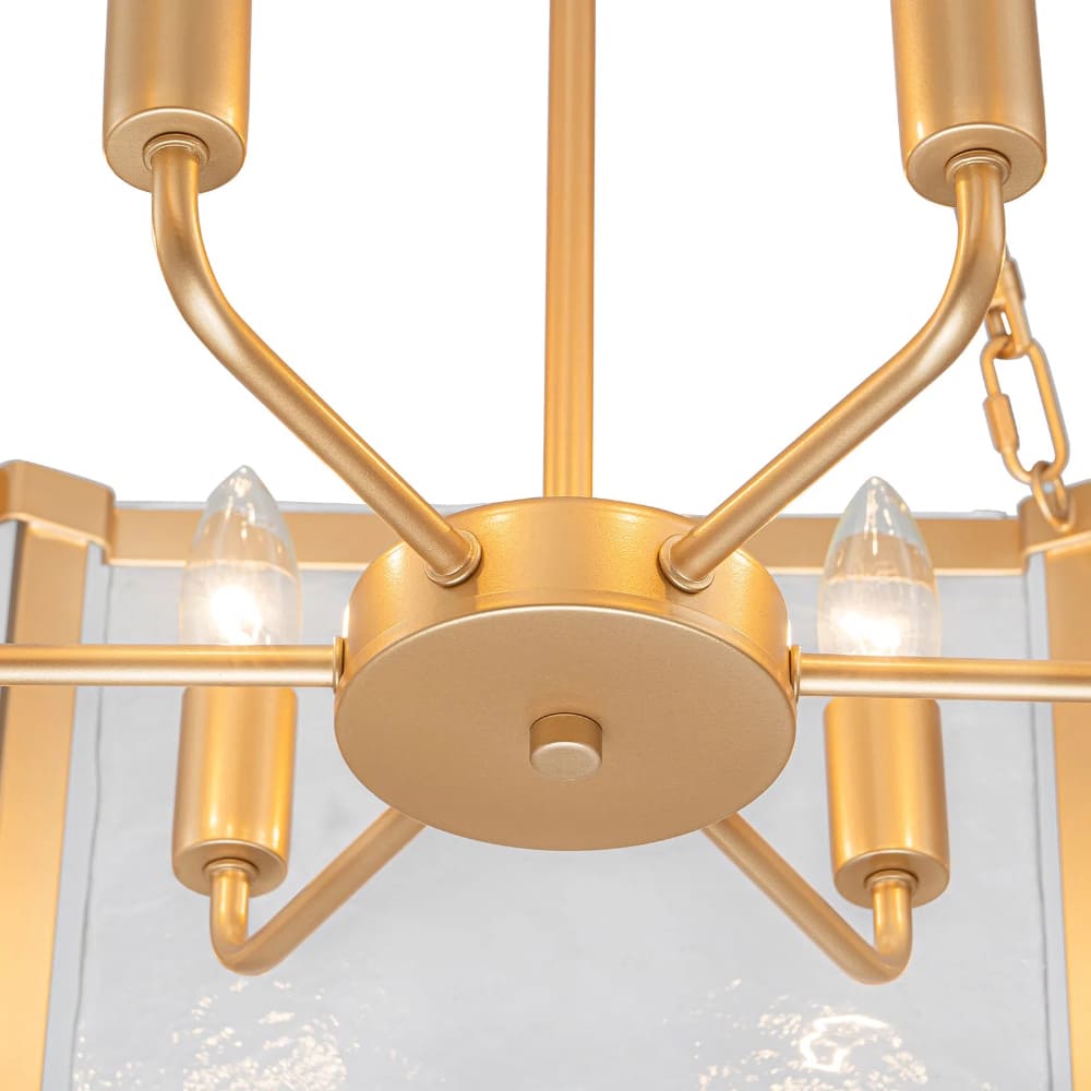 Textured Water Ripple Drum Chandelier - 6-Light Glass Pendant Light