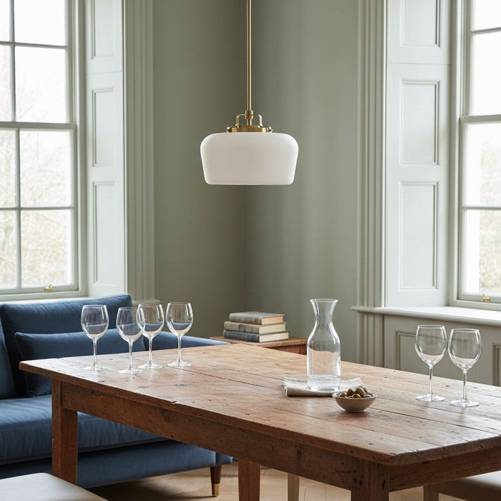 Lirra Opal Glass Pendant Light - Modern Adjustable Metal Drop for Kitchen and Dining