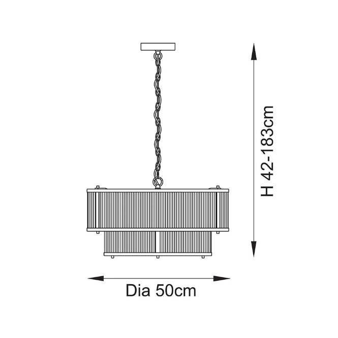 Two Tiered Ribbed Glass Pendant Lamp – Antique Brass Metal Light